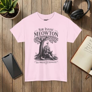 Sir Isaac Meowton Cat T-Shirt, Physics Teacher Gift, Newton Gravity Tee (Vintage Style) image 10
