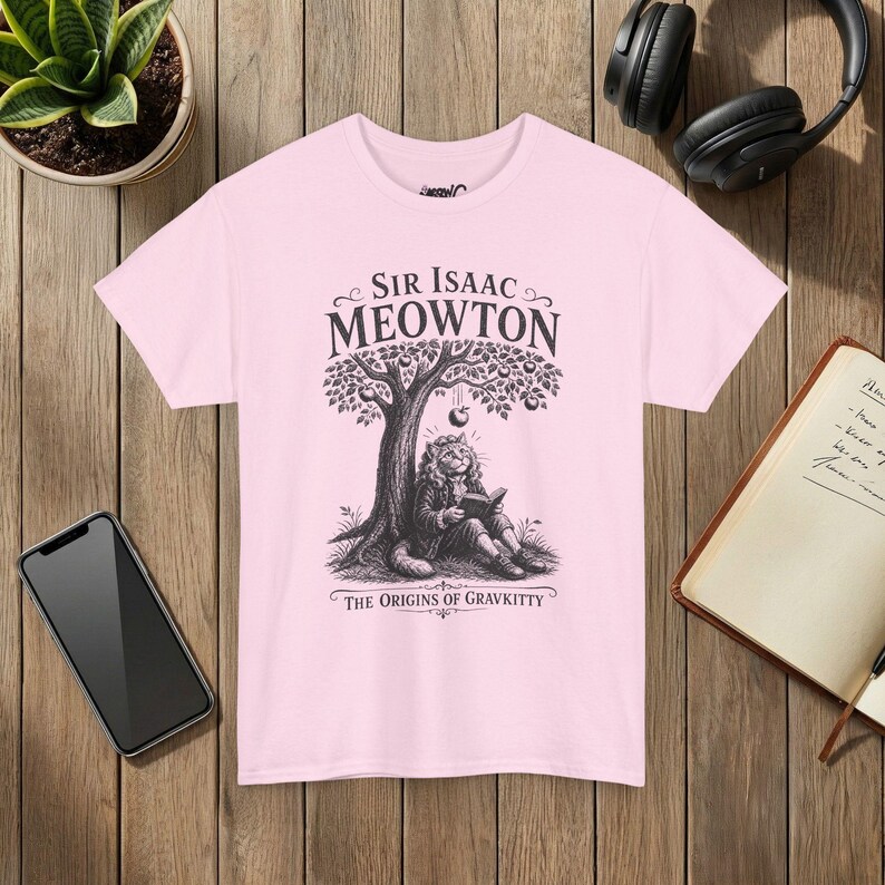 Sir Isaac Meowton Cat T-Shirt, Physics Teacher Gift, Newton Gravity Tee (Vintage Style) image 10