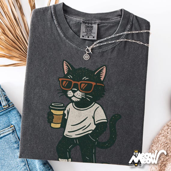 Skateboard Cat T-Shirt: Comfort Colors Streetwear Tee