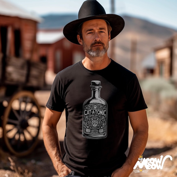 Cat-A-Tonic T-Shirt: Vintage Bottle Graphic, Funny Cat Pun