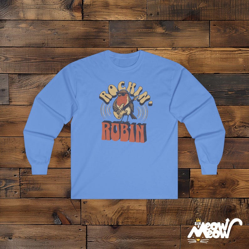 Rockin 'Robin Langarm-T-Shirt, Retro Musikliebhaber T-Shirt Carolina Blue