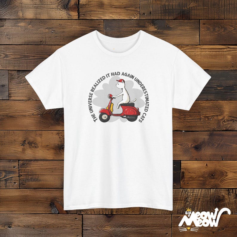 Underestimated Cats T-Shirt Unisex, Cat Scooter Shirt, Funny Cat Lover Tee, Independence Gift White