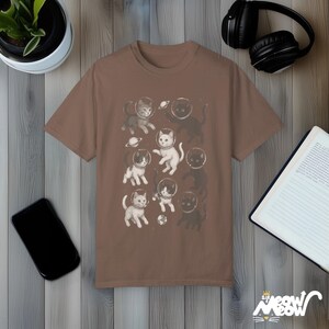 Space Cats T-Shirt: Cosmic Kitty Astronaut Graphic Tee Espresso