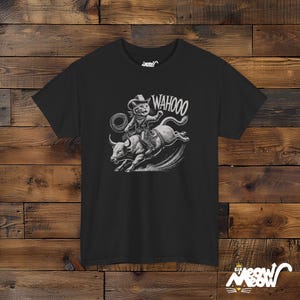 Cowboy Cat T-Shirt: Funny Rodeo Graphic Tee, Western Gift Black