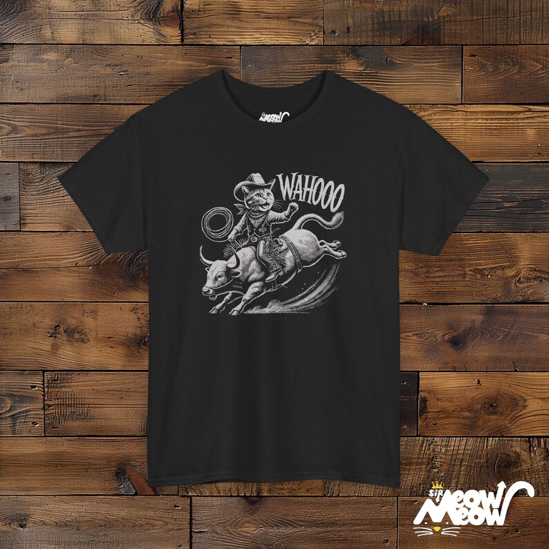 Cowboy Cat T-Shirt: Funny Rodeo Graphic Tee, Western Gift Black