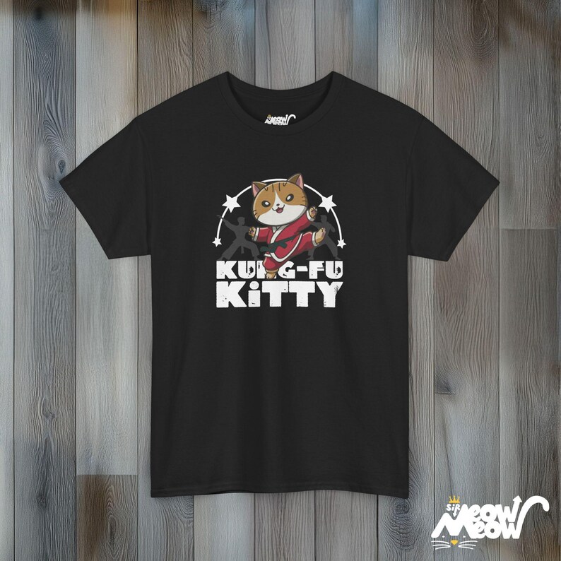 Kung Fu Kitty T-Shirt: Funny Martial Arts Cat Tee Black