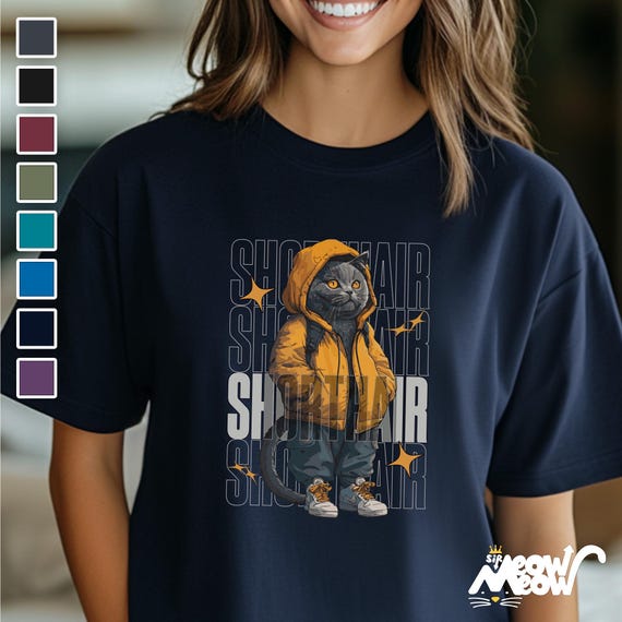 British Shorthair Cat T-Shirt: Streetwear Hoodie Tee