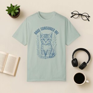 Comfort Colors Rage Consumes Me Cat-shirt: donkere humor cadeau Bay