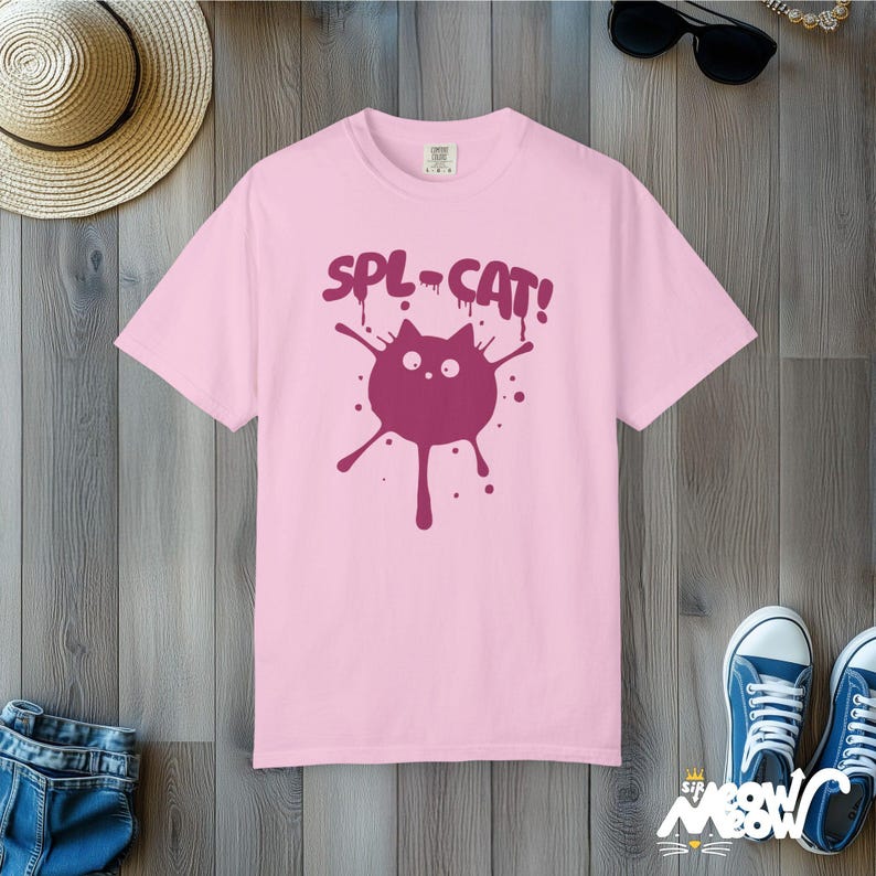 Splat Cat Comfort Colors Shirt: Funny Ink Splatter Tee Blossom