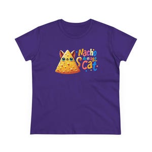 Nacho Average Cat T-Shirt | Funny Cat Pun Tee | Quirky Taco Lover Gift Purple