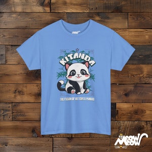 Kitanda T-Shirt: Kitten Panda Fusion Unisex Tee Carolina Blue