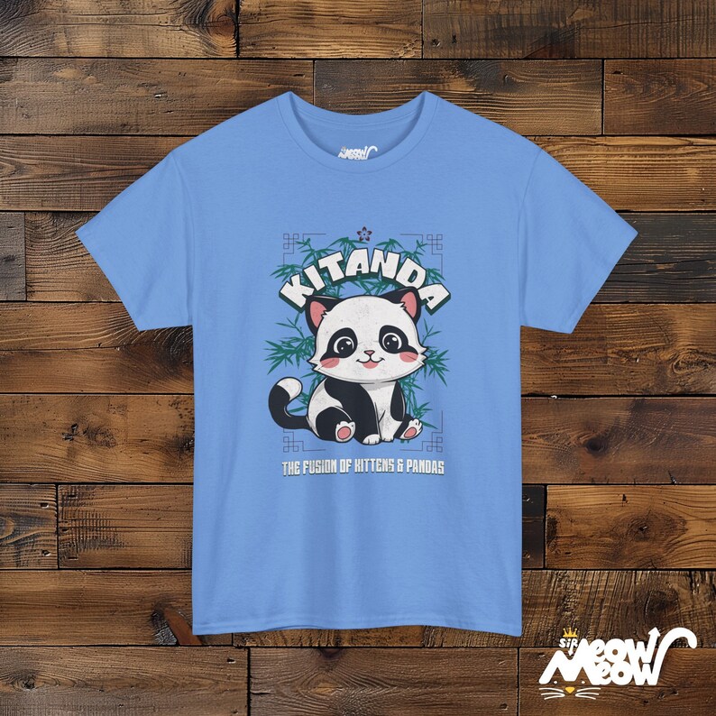 Kitanda T-Shirt: Kitten Panda Fusion Unisex Tee Carolina Blue