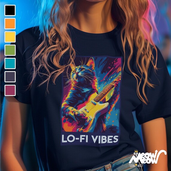 Lo-Fi Vibes Cat T-Shirt: Retro Music Graphic Tee