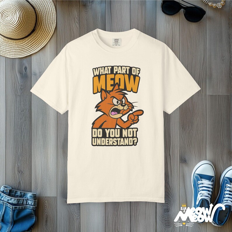 Camiseta Comfort Colors de gato enojado: un regalo divertido para los amantes de los gatos Ivory