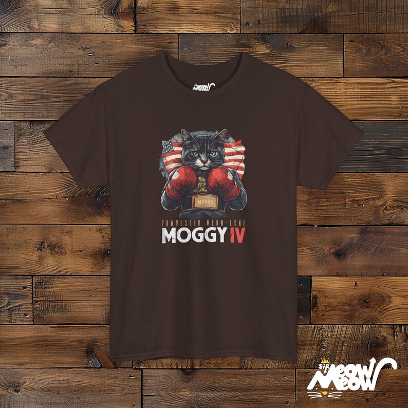 Camiseta divertida de gato boxeador: camiseta parodia de Moggy IV Dark Chocolate