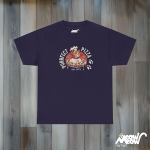 Camiseta Purrfect Pizza Cat: Camiseta gráfica divertida para amantes da gastronomia Blackberry
