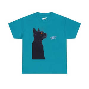 Funny Barking Cat T-Shirt: Quirky Cat Lover Gift Tropical Blue