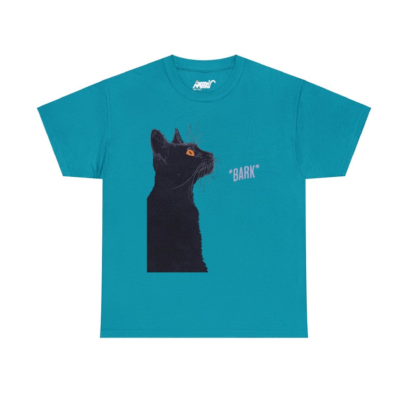 Funny Barking Cat T-Shirt: Quirky Cat Lover Gift Tropical Blue
