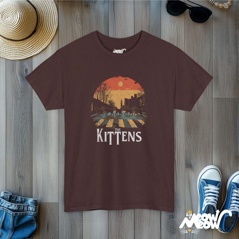 The Kittens Cat Band T-Shirt: Funny Beatles Parody Tee Russet