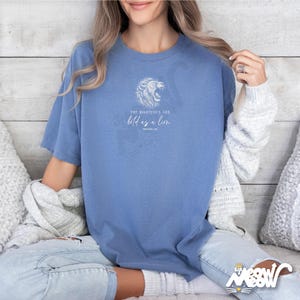 Bold as a Lion Shirt: Comfort Colors Christian Graphic Tee Blue Jean