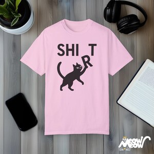 Funny Cat Comfort Colors Shirt: Mischievous Kitty Humor Tee Blossom