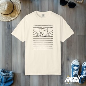 Comfort Colors Cat Blinds T-Shirt: Funny Mischief Tee Ivory