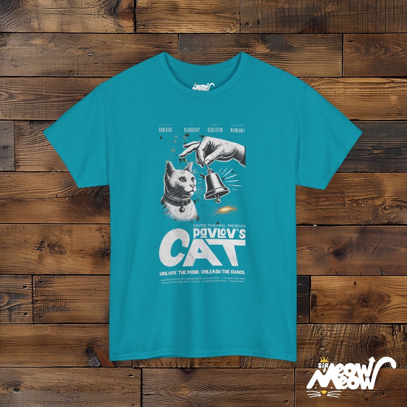 Pavlov's Cat T-Shirt: Funny Psychology Science Tee Tropical Blue