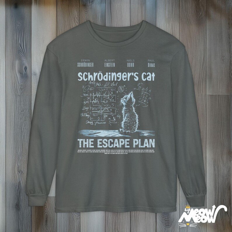 Schrödinger's Cat T-Shirt: Funny Physics Science Long Sleeve Unisex Tee Pepper