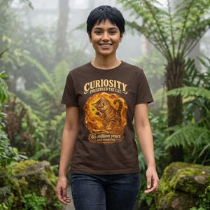 Curiosity Preserved the Cat T-Shirt, Funny Cat in Amber, Science Lover Gift image 5