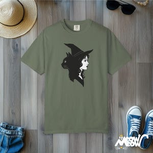 Witch & Black Cat T-Shirt: Gothic Comfort Colors Tee image 6