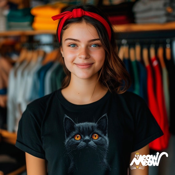 British Blue Cat T-Shirt: Amber Eyes Feline, Unisex Cotton