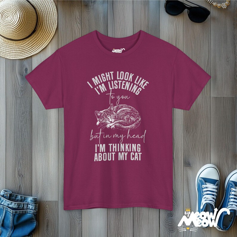 Funny Cat Lover Tee: Sarcastic Cat Mom Graphic Shirt Berry