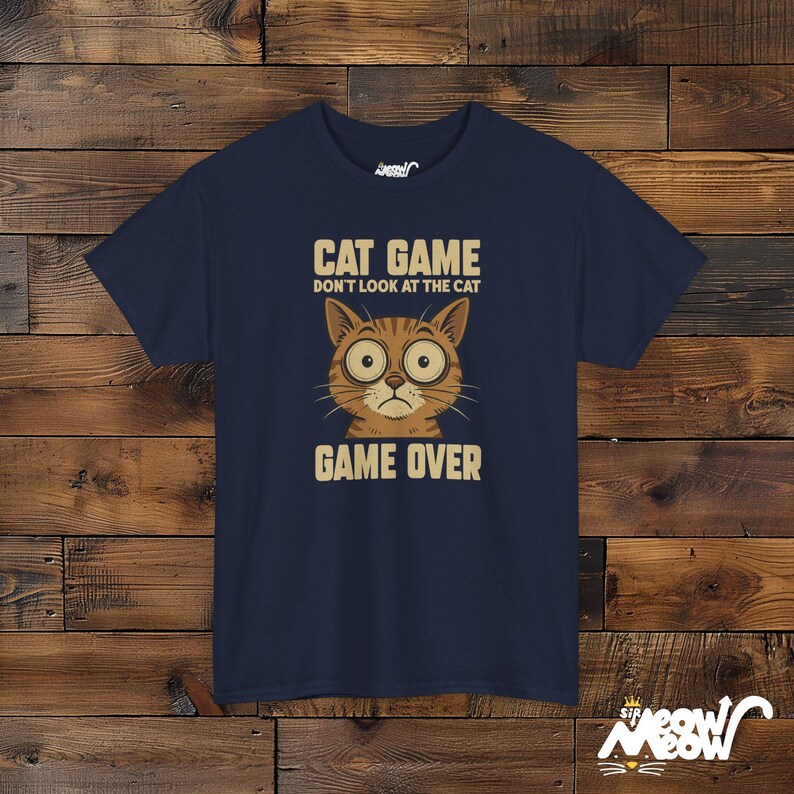 Camiseta de gato "Game Over", divertida camiseta de gato gamer Navy
