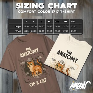 おもしろ猫の解剖学と快適な色彩のTシャツ：猫好きへのギフト 画像 3