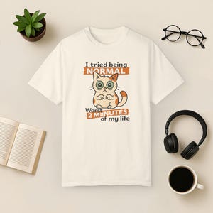 Funny Cat T-Shirt: Quirky Graphic Tee for Cat Lovers Ivory