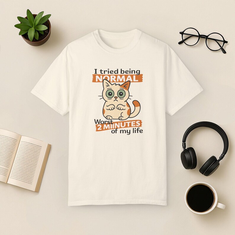 Funny Cat T-Shirt: Quirky Graphic Tee for Cat Lovers Ivory