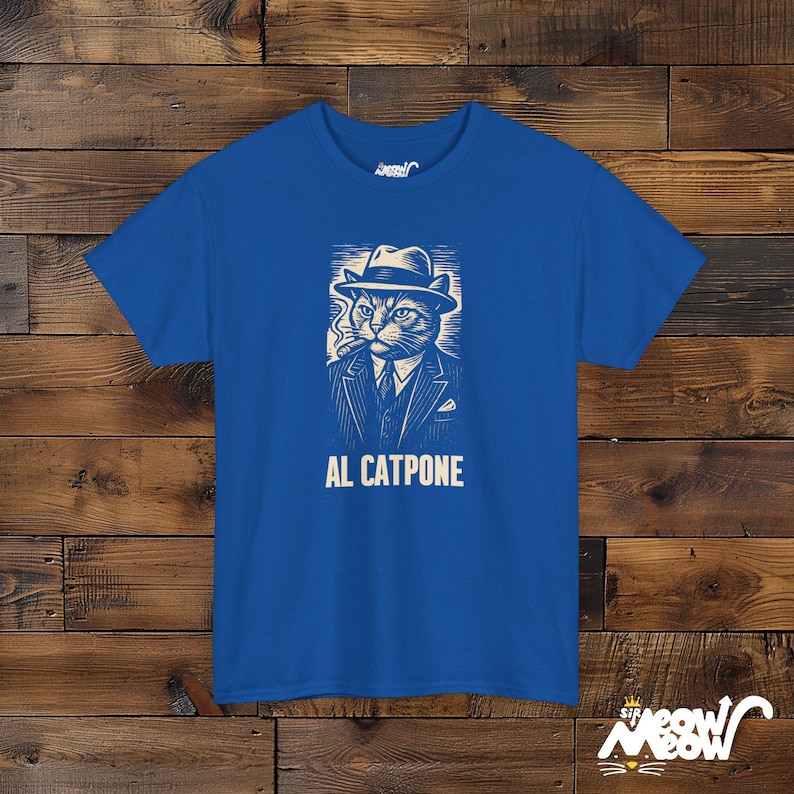 Al Catpone T-Shirt: Lustiges Gangster Katzen Grafik T-Shirt Royal