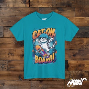 Skateboarding Cat Graphic T-Shirt: Fun Gift for Skaters image 3