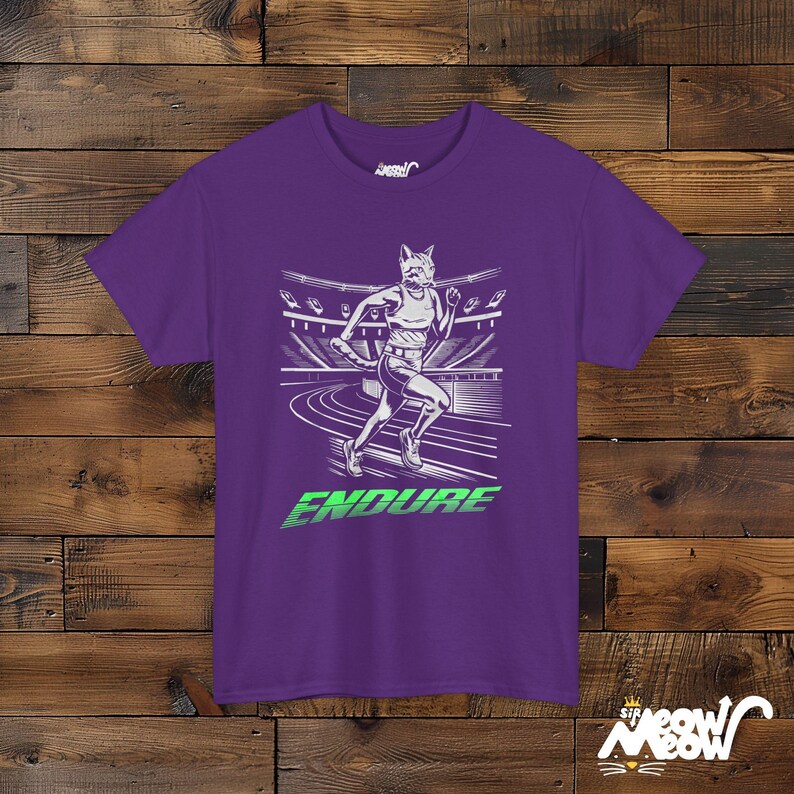 Cat Runner T-Shirt: Motivational Athlete Unisex Tee Purple