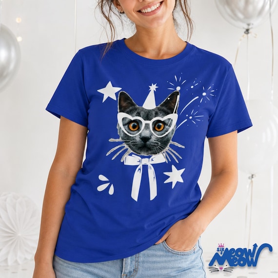 Party Cat T-Shirt, Birthday Celebration Graphic Tee, Cat Lover Gift