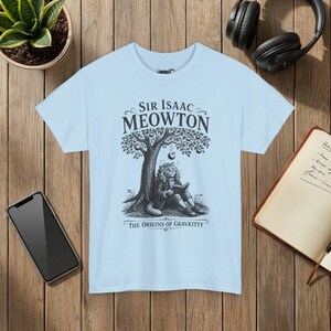 Sir Isaac Meowton Cat T-Shirt, Physics Teacher Gift, Newton Gravity Tee (Vintage Style) image 6