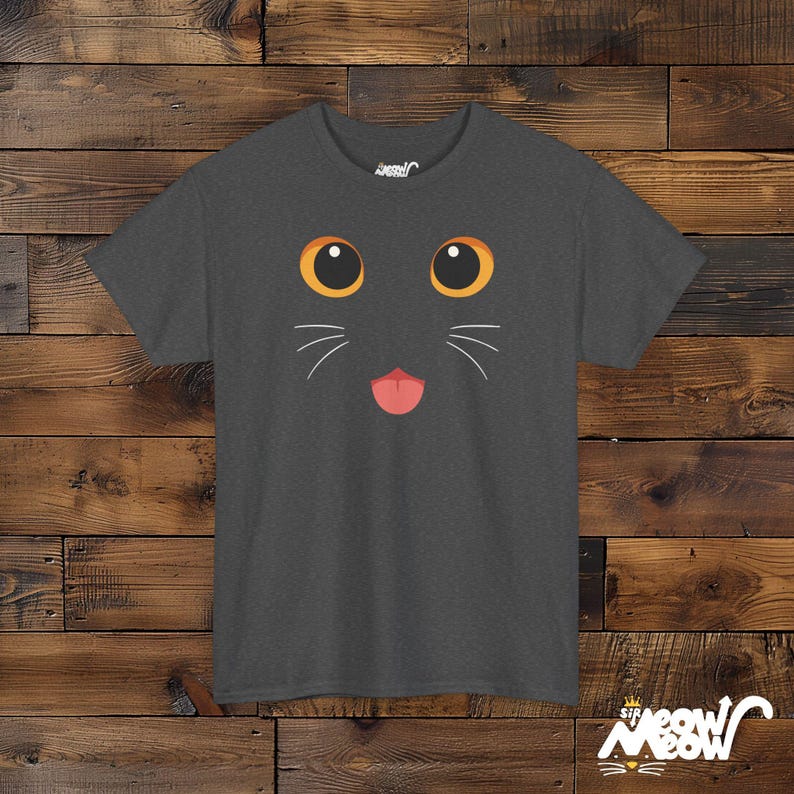 Kawaii Cat Face T-Shirt, Unisex Black Cat Costume Tee image 7