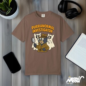 Purranormal Investigator T-Shirt: Funny Cat Ghost Hunter Comfort Colors Tee Espresso