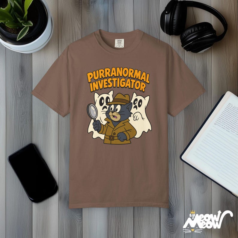 Purranormal Investigator T-Shirt: Funny Cat Ghost Hunter Comfort Colors Tee Espresso