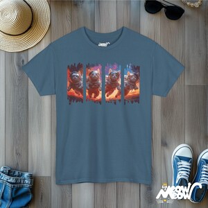 Astronaut Cats T-Shirt: Space Galaxy Kitten Tee Indigo Blue