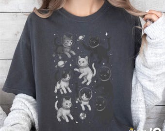 Space Cats T-shirt, Cosmic Cat Shirt, Astronaut Kitty Graphic Tee