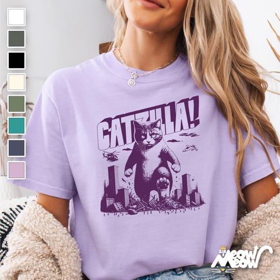Funny Catzilla Cat T-Shirt: Comfort Colors Unisex Tee