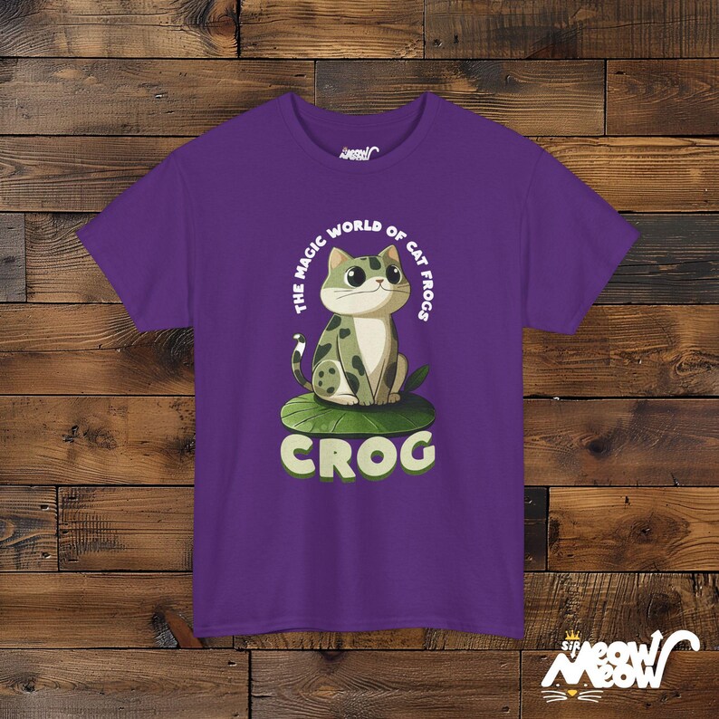 Crog Cat Frog T-Shirt - Funny Animal Lover Gift - Quirky Amphibian Cat Design Purple