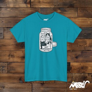 Anti Depressant Cats T-Shirt: Mental Health Humor Tee Tropical Blue