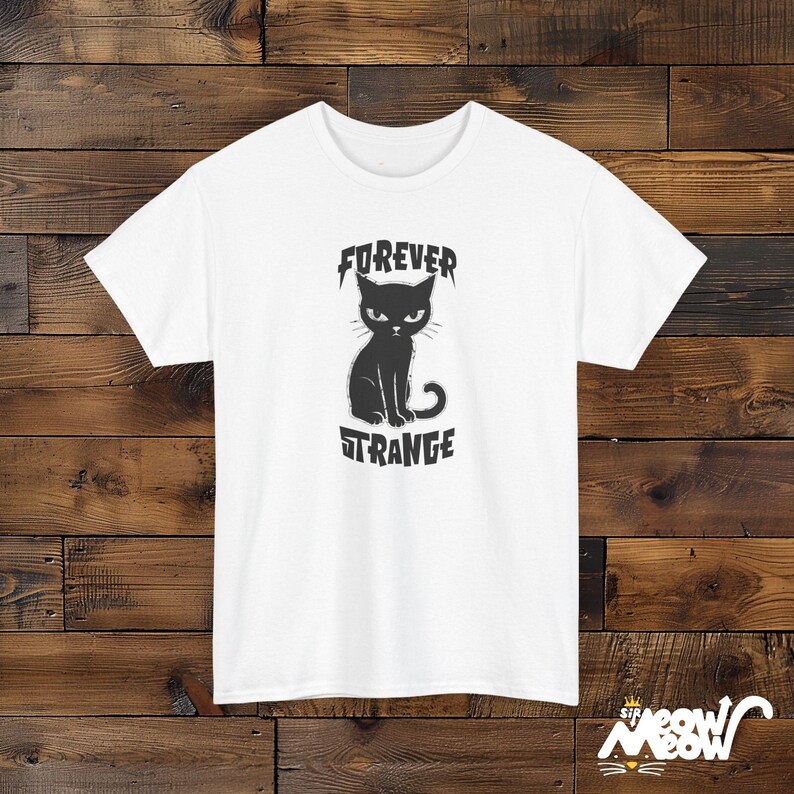 Goth Cat Shirt, Forever Strange Unisex Tee, Alt Style Tshirt White